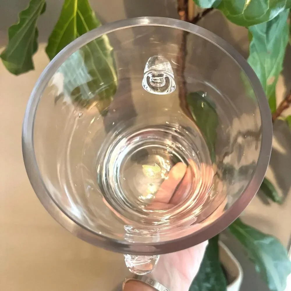 Vintage 2000s Vera Wang Glass Ice Bucket with Scroll Handles, Vase, Wine Chiller